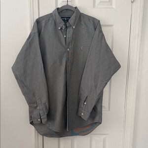Ralph Lauren Blake Button Down Shirt Gray Micro Check | Size L